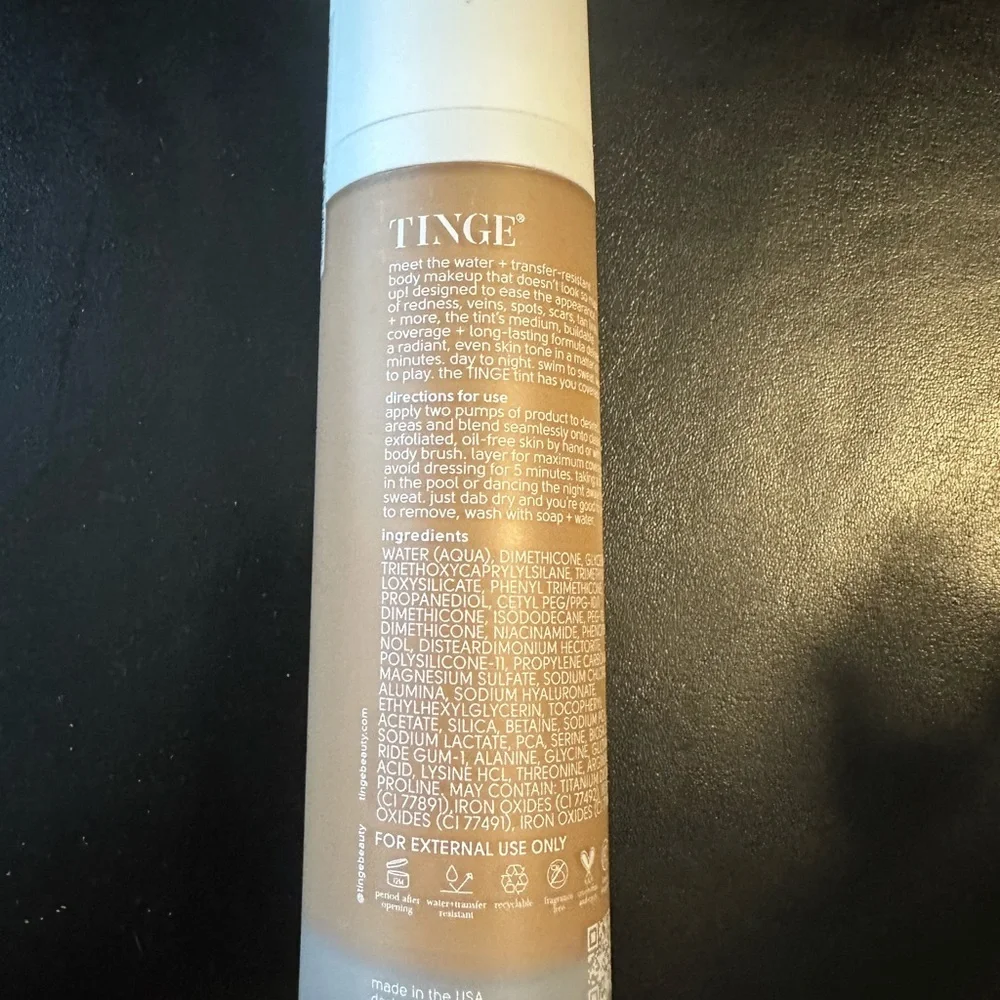 Tinge Liquid Foundation body makeup new 3.38OZ tan/natural